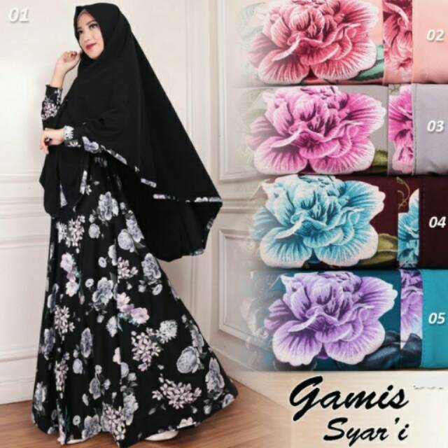 25 Inspirasi Keren Baju  Gamis  Bahan Jersey  Motif Bunga 