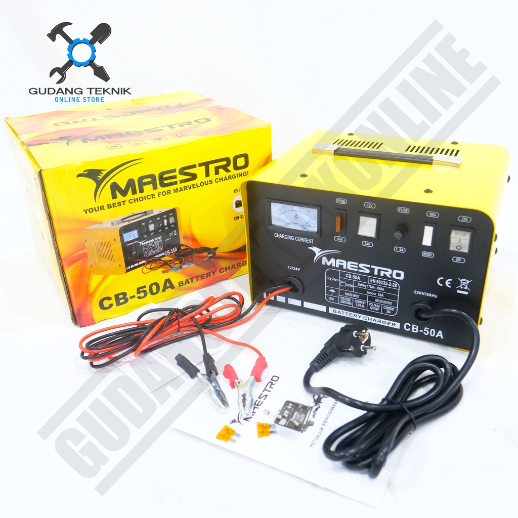 Charger Baterai Aki Motor Mobil 50A MAESTRO CB50A / Ces Strum Accu Battery 50 Ampere CB 50A MAESTRO