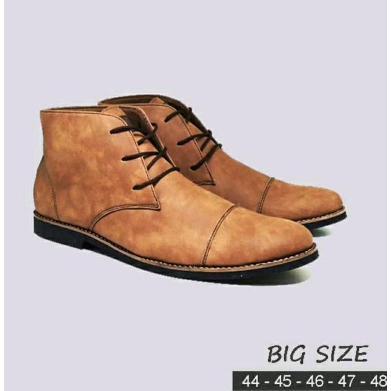 Sepatu Sneaker BIG SIZE MAN 44-48 Low Boots Kasual X08 Kulit Size JUMBO Tan, 48