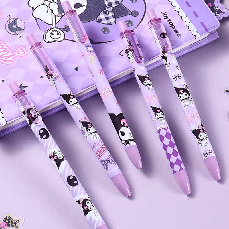 5pcs / Set Pulpen Gel 0.5mm Motif Kartun Sanrio Mymelody Kuromi Cinnamoroll Untuk Stationery Sekolah