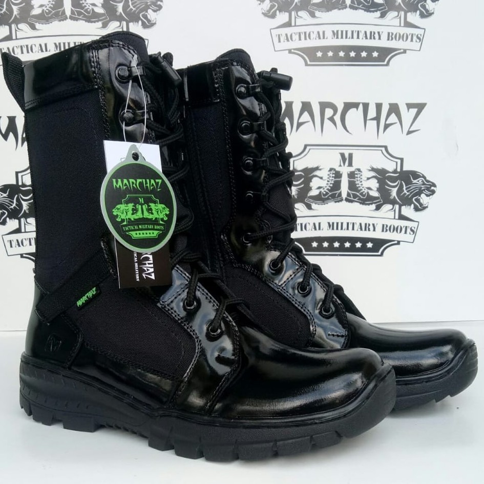 Sepatu PDL Kulit Asli Kilap Merk MARCHAZ Sepatu PDL Tni Polri Security Satpam Sepatu Boots Pria