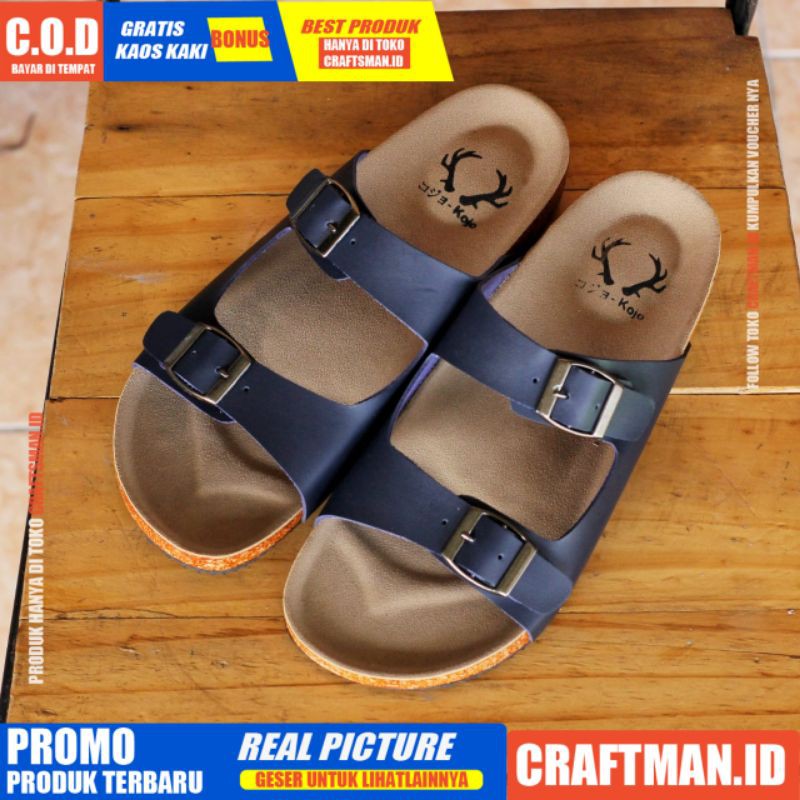 CRAFTS x LIRPA Sandal Pria Sendal Slide Pria Sandal Kasual Trendy Brown Navy Black