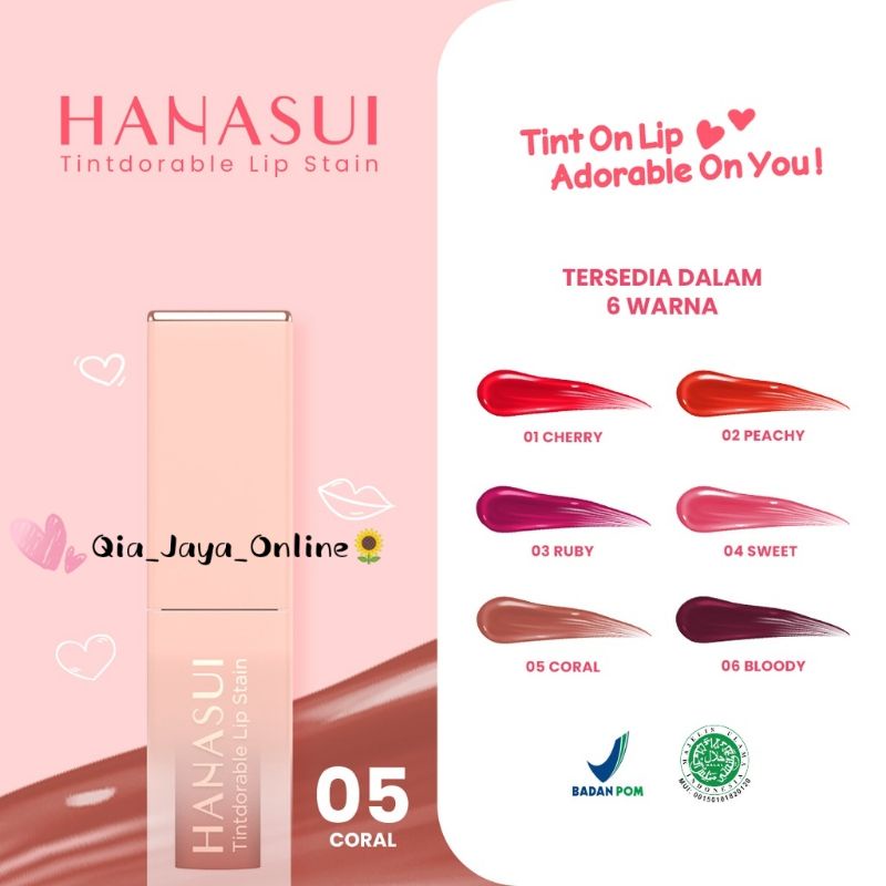 Hanasui Tintdorable Lip Stain - Lip Tint 05 Coral