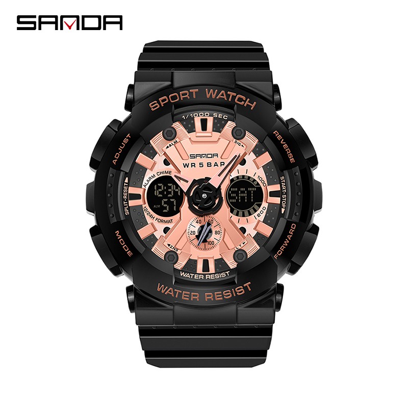 SANDA 6033 Jam Tangan Pria Digital Analog Tali Rubber Chronograph Anti Air WATCHKITE WKOS