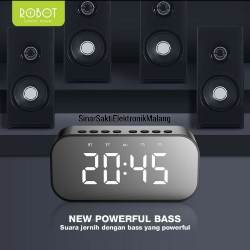 Robot Jam Meja Digital + Speaker Bluetooth Weker Hias Alarm Clock Super Bass Suara Jernih