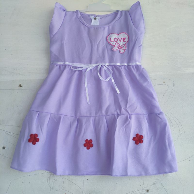 Dress anak 1 2 tahun moscrepe gaun anak cewek harian santai baju anak lucu ( dress moscrepe GIN )