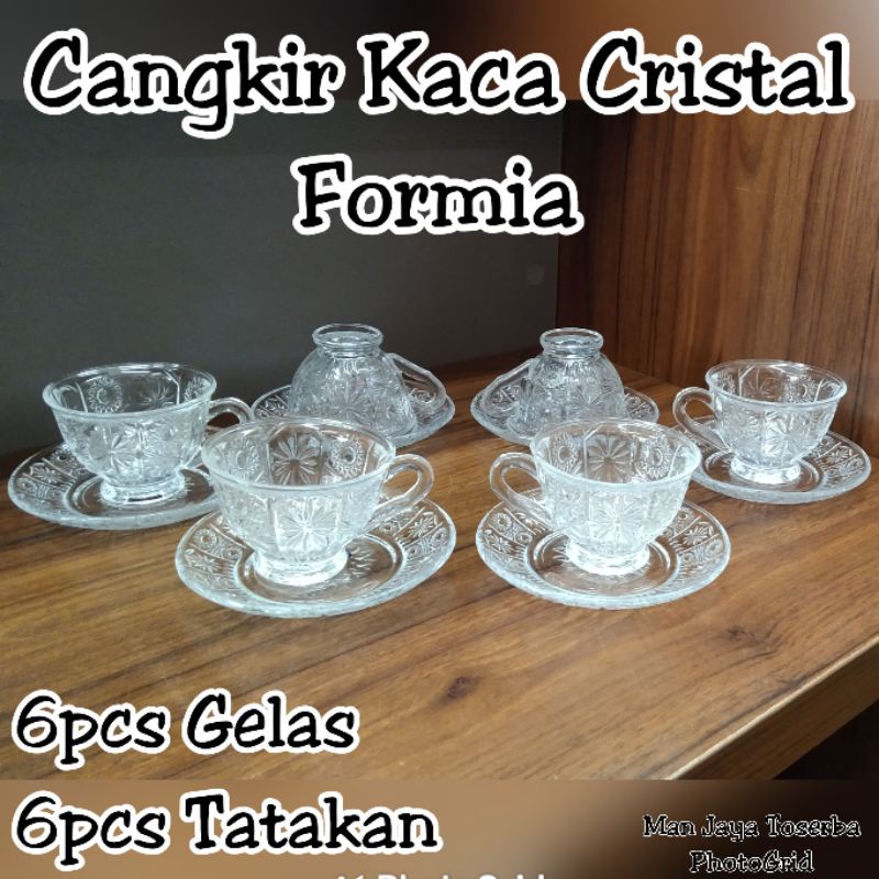 Cangkir Kaca Cristal Formia / Cangkir Tatakan Kaca Formia Cangkir kado