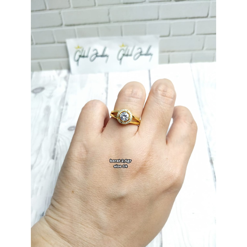 CINCIN BULAT FULL MATA GOLD PERAK ASLI S925 GLOBAL JEWELLERY CJ021