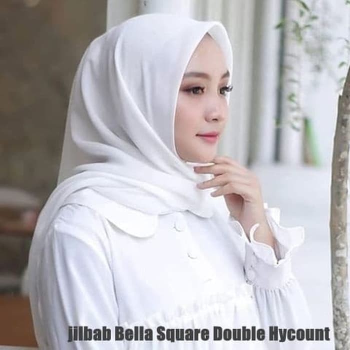 Hijab Bella Square Polycotton Jilbab  Segi  Empat  Polos 