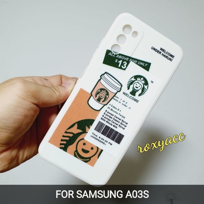 CASE MOTIF SAMSUNG A03S SOFTCASE SILIKON GAMBAR STARBUCKS CASING LENTUR