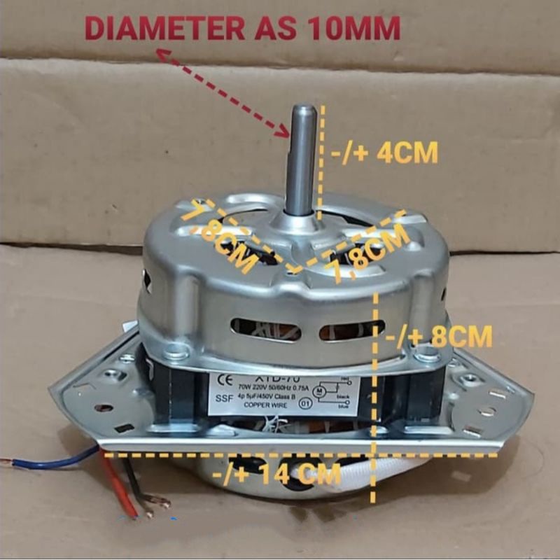 Motor Mesin Cuci , TEMBAGA  , UMUM  ,  Dinamo SPIN Mesin Cuci Pengering 70 W , as 10mm