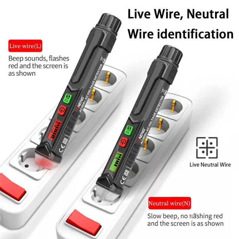 Tester Pen Non-contact With LCD Display Dual AC Voltage Alert Detector Tester Kabel putus