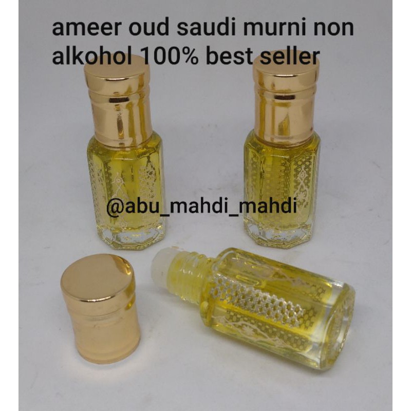 AMEER OUD SAUDI MURNI NON ALKOHOL 100% TOLA 3ML &amp; 6 ML.MINYAK MURNI