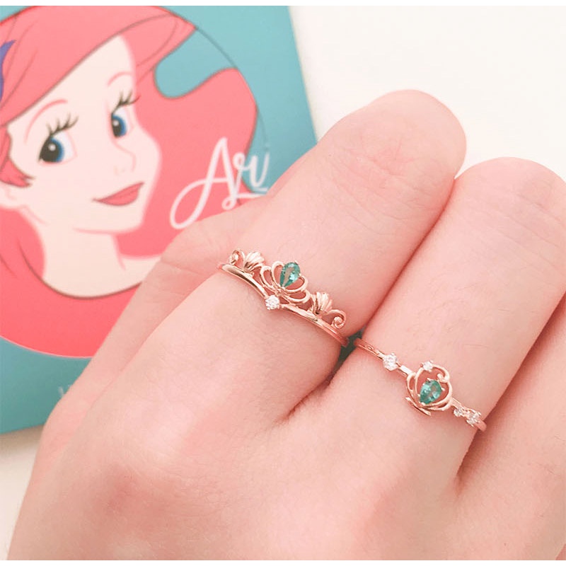 Cincin Model Terbuka Dapat Disesuaikan Desain Disney Princess Bahan 925 Silver Untuk Hadiah