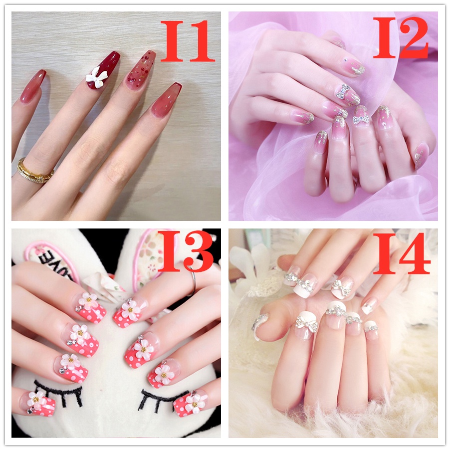 【COD】FLID 24pcs Kuku Palsu 3D Nikah Wedding False Fake Nail Nails Nailart Pengantin Tangan