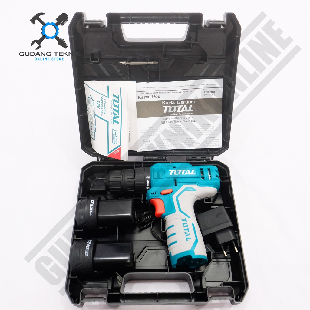 Cordless Drill 12V TOTAL TDLI12325 / Mesin Bor Baterai TOTAL TDLI 12325 - Bor Tangan Battery Cordless