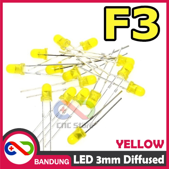 10PCS LED 3MM F3 SUPER BRIGHT YELLOW KUNING DIFFUSED