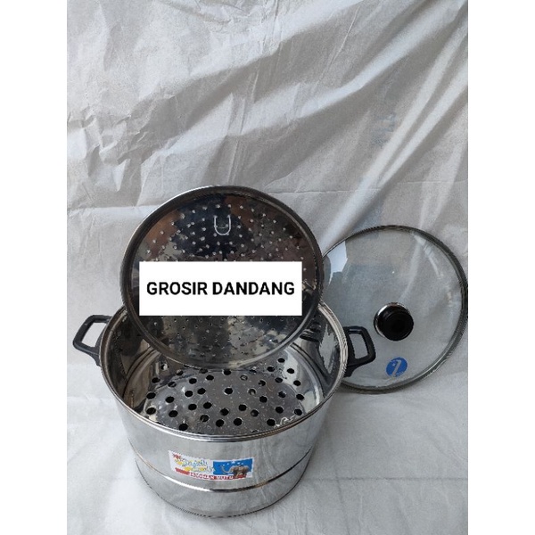 langseng/Panci kukus tutup kaca dobel sarangan
