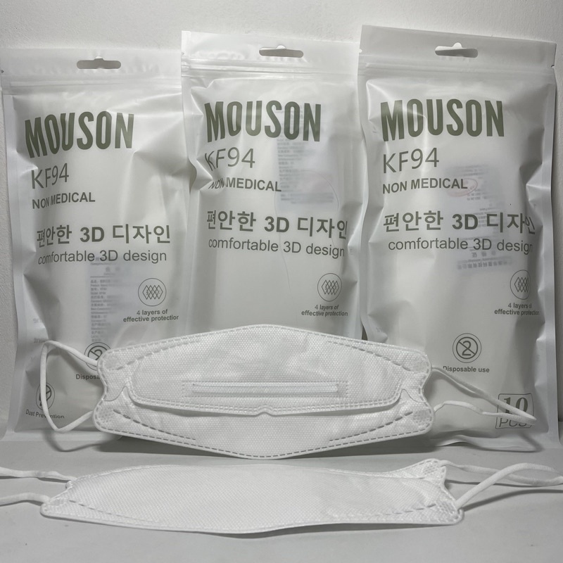 MASKER KF94 MOUSON EMBOSS EARLOOP KOREA 4PLY MASKER MOUSON 4D IMPORT PER SACHET