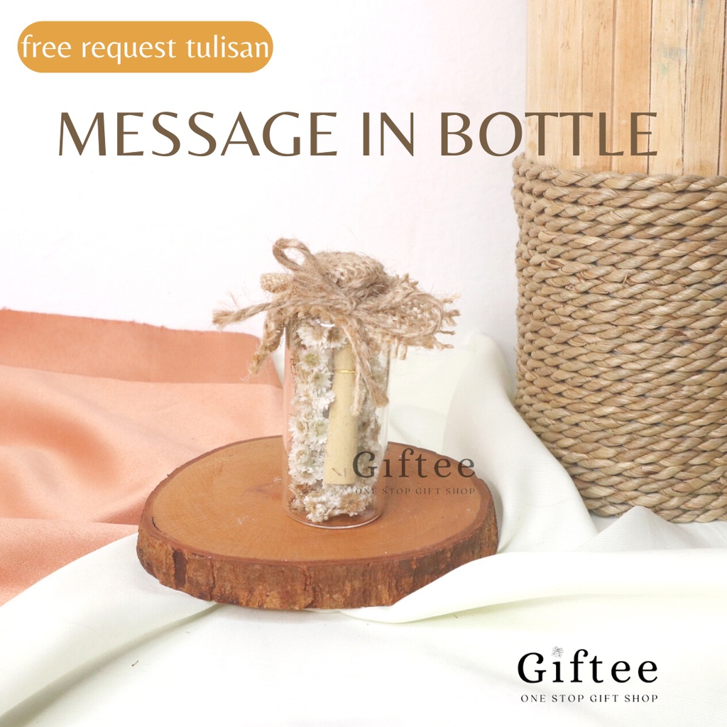 MESSAGE IN THE BOTTLE PESAN SURAT UCAPAN DALAM BOTOL KACA HADIAH KADO WISH IN JAR DRIED FLOWER BUNGA