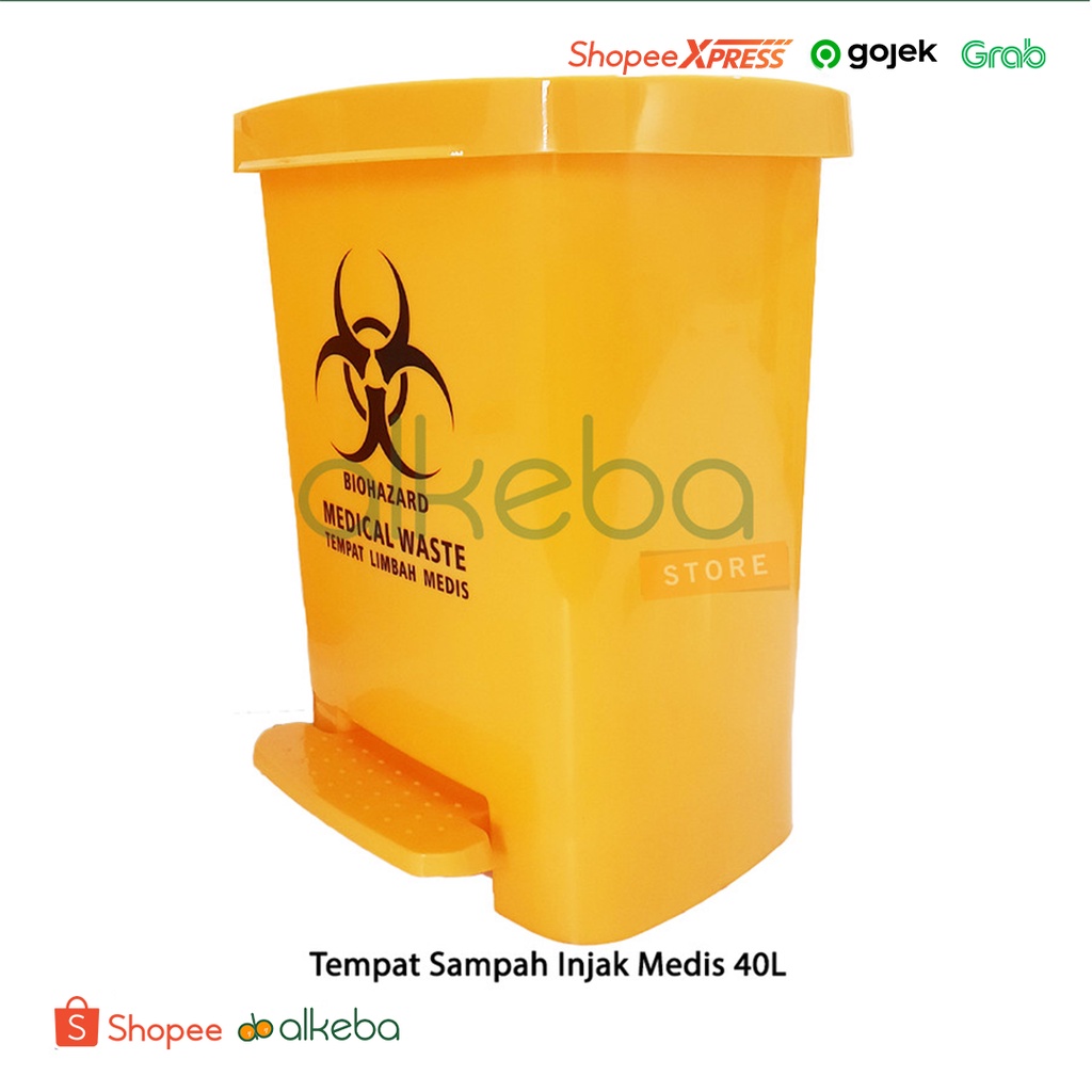 Tempat Sampah Injak 40L Pedal Medis Biohazard Medical Waste Container