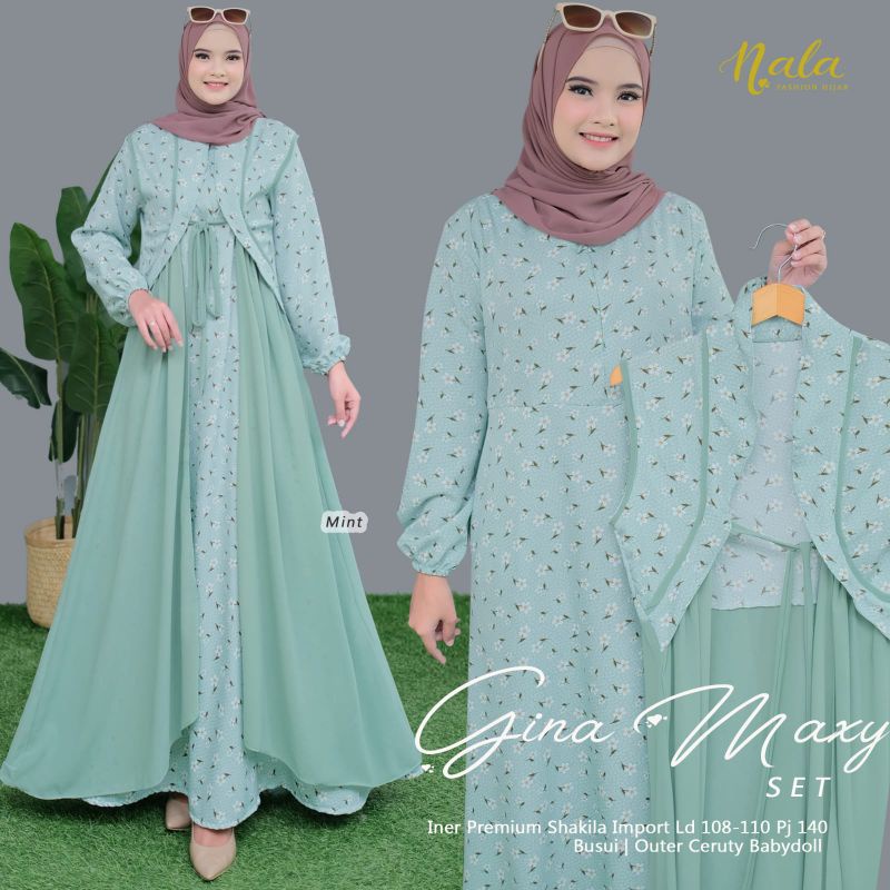 Pakaian Gamis Set  Wanita Gina Set