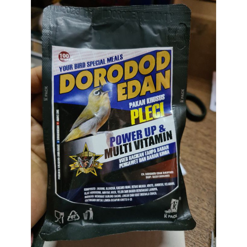 dorodod edan pleci 100 gr pakan voer khusus burung pleci ciblek rajin bunyi multi vitamin asli ori