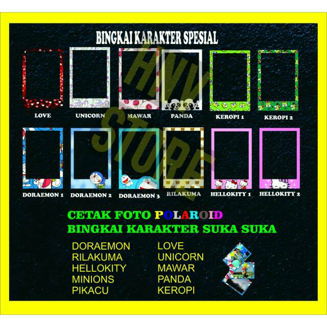 CETAK FOTO POLAROID 2R / POLAROID 6X9 KARAKTER Custom Bingkai Foto Polaroid Murah