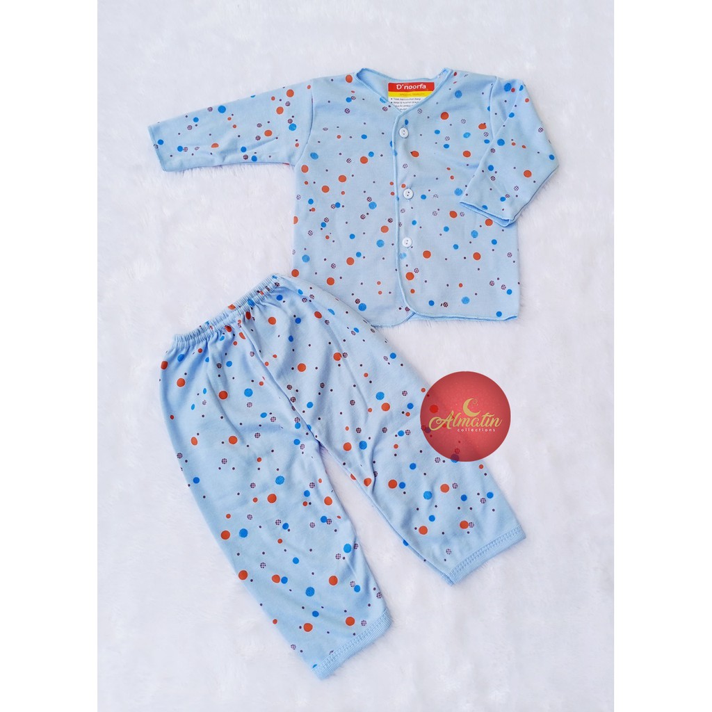 3 Stel Setelan Baju Bayi Newborn Lengan Panjang Motif Polkaodot