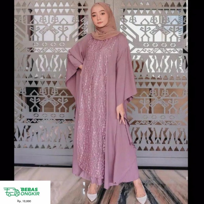 TERBARU        Gamis Kaftan Brokat Model Baju Gamis Kombinasi Brokat Deanova