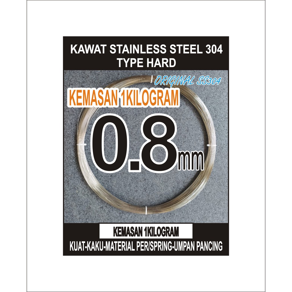 KAWAT STAINLESS STEEL 304 HARD KAKU 0.8MM KEMASAN 1KG