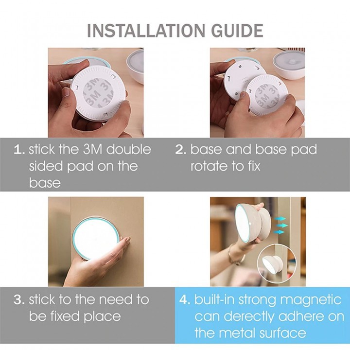 Rechargeable USB LED Lamp Motion Sensor 360 Degree Rotation