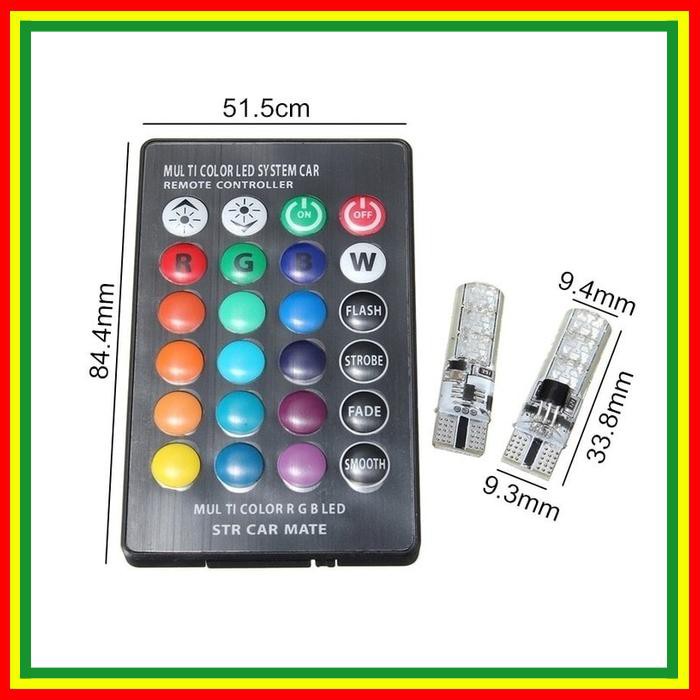 2PC LAMPU SENJA LED RGB T10 5050 SMD 16 WARNA MOTOR DAN MOBIL PLUS REM
