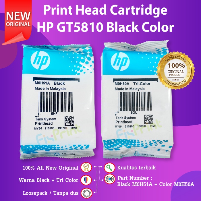 Print Head HP 115 315 415 GT 5810 GT 5820 GT52 GT51 Combo 3JB06AA Print Head Cartridge HP M0H51AA Black / M0H50AA Tri Colour 115 315 415 500 615