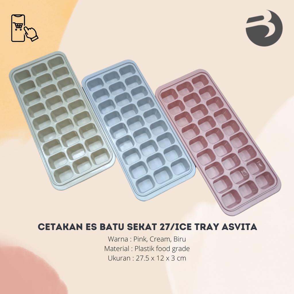 CETAKAN ES BATU SEKAT 27 / cetakan es segi / cetakan es batu plastik / ICE TRAY Asvita