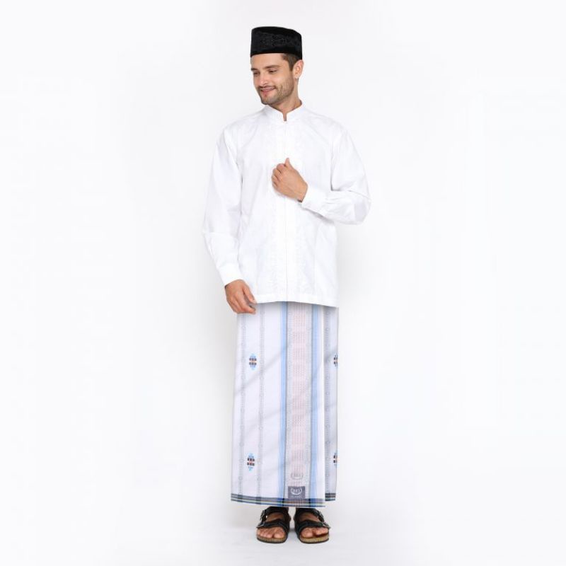 Sarung BHS Classic Silver Motif SSB Putih
