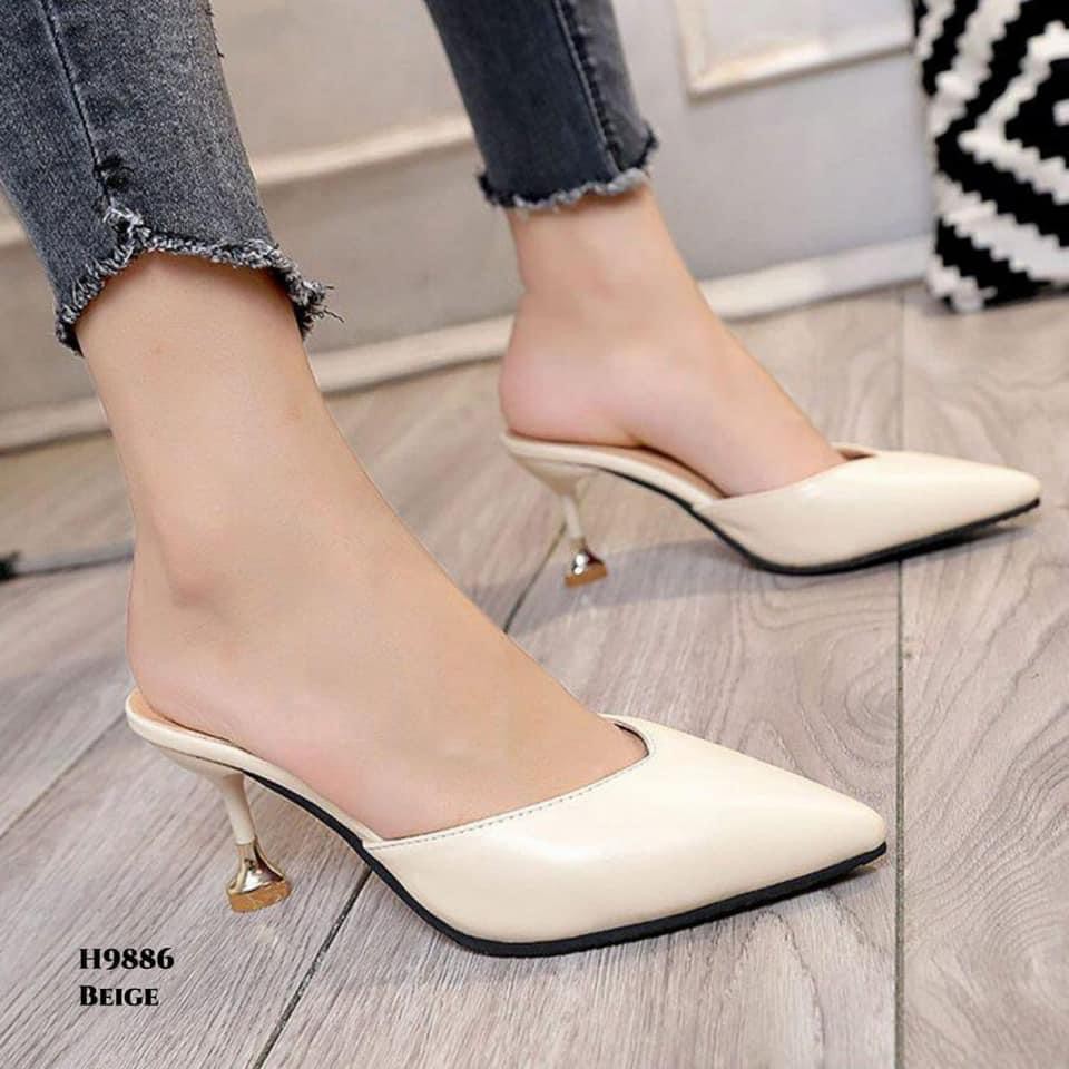 RESTOCK WYN HIGH HEELS SELOP FASHION WANITA KOREA H9886