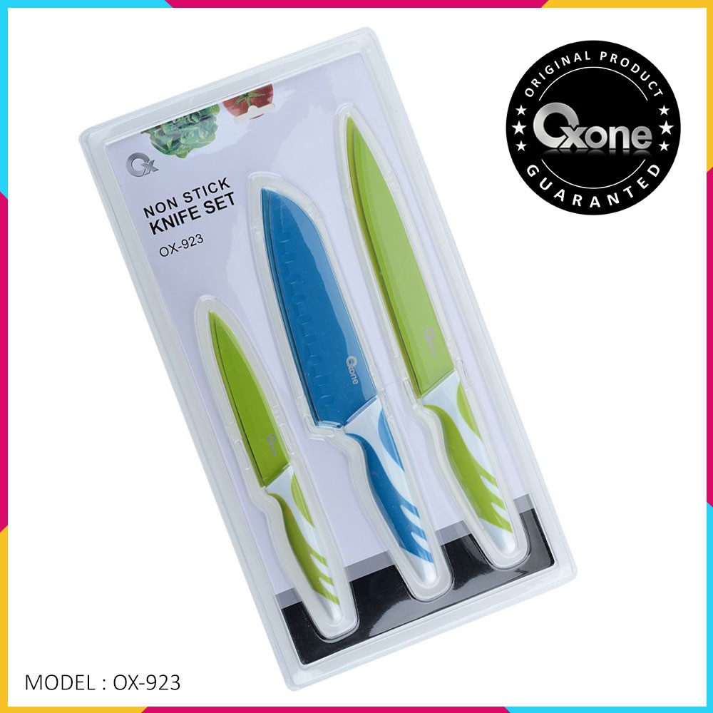 Oxone OX-923 Pisau Dapur Non-Stick 3 Pcs Biru