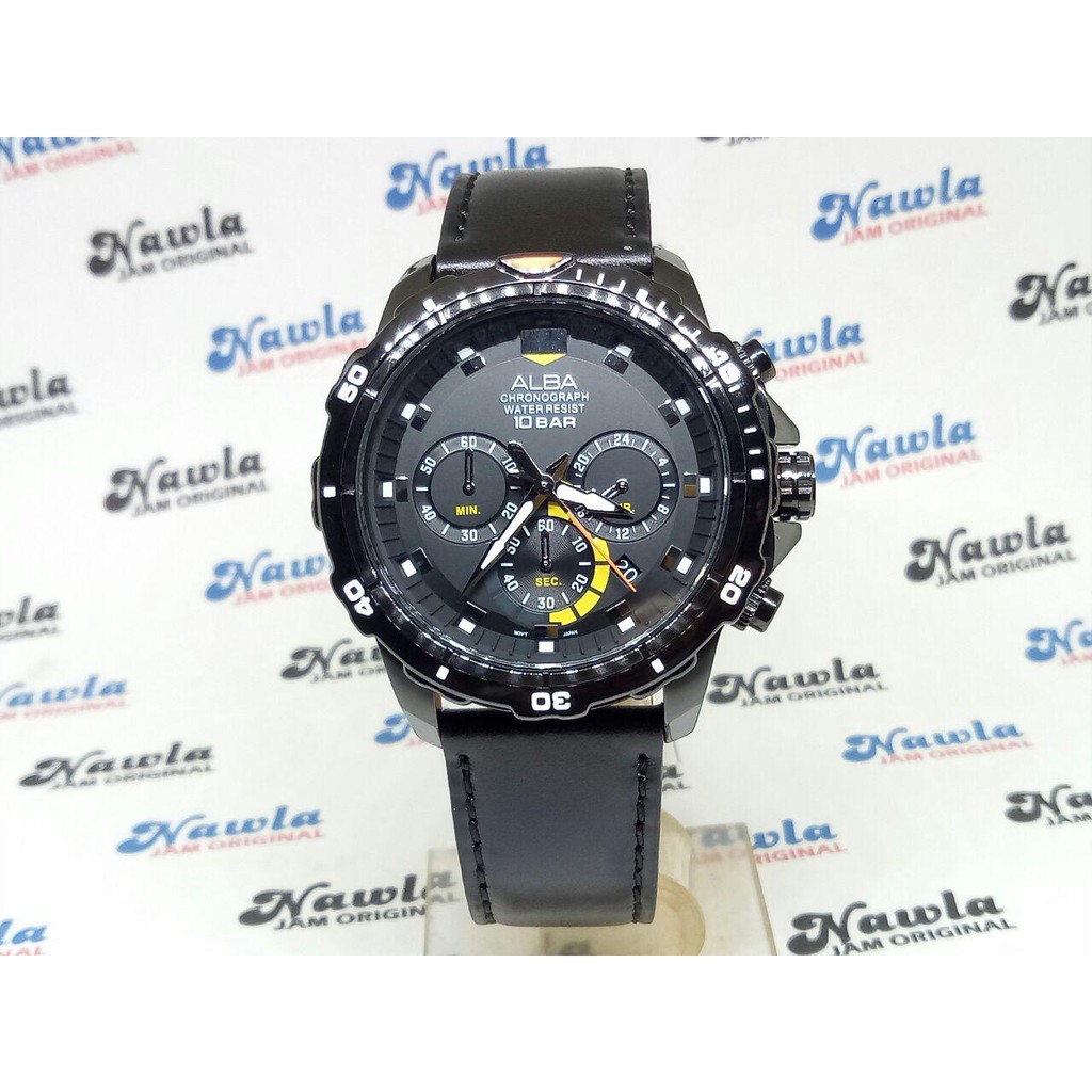 Alba Quartz AT3C93X1 Chronograph Black Dial - Jam Tangan Pria AT3C93