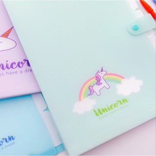  Map  A4 Plastik Sekat 5 Kartun Unicorn File Folder Warna  