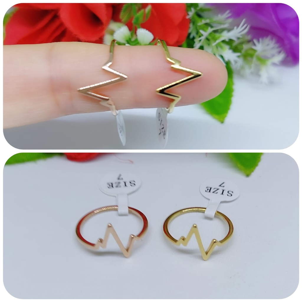 Cincin titanium permata perhiasan wanita jewelry 0287-0288