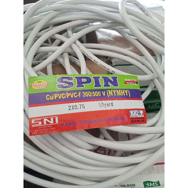 Kabel Listrik meteran 2x0,75 Serabut Tembaga murni Spin NYM.HYO