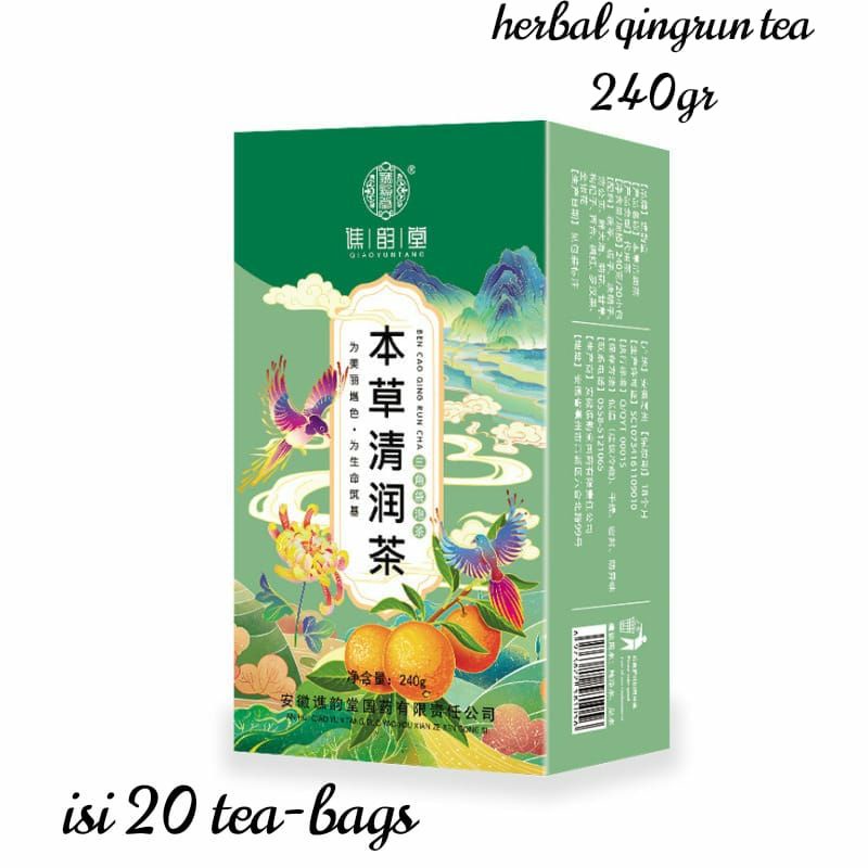 

Selected herbal Qingrun tea twelve flavor orange red fat sea 240gr (isi 20 tea-bags)