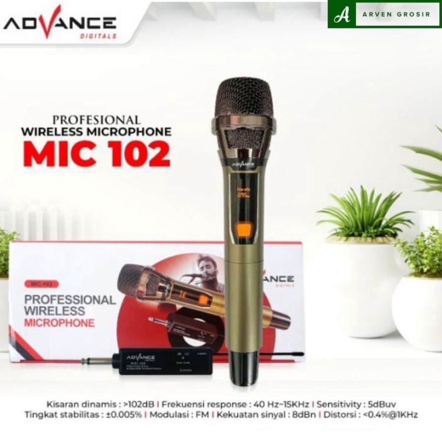 Advance Microphone Wireless 102 Mic Karaoke Single Tanpa Kabel