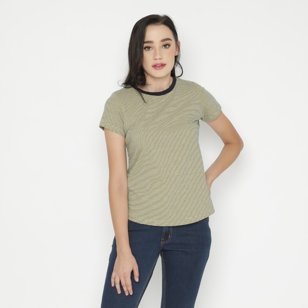 

MATSUDA - LILY Comfort Short Sleeve Stripe Tshirt Warna Yellow