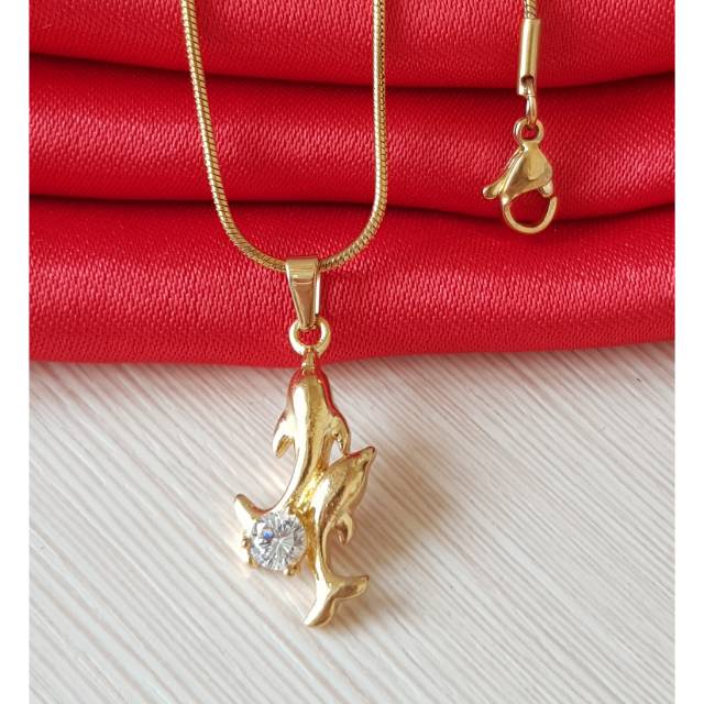 Kalung Fashion Dolphin Gold Titanium Original