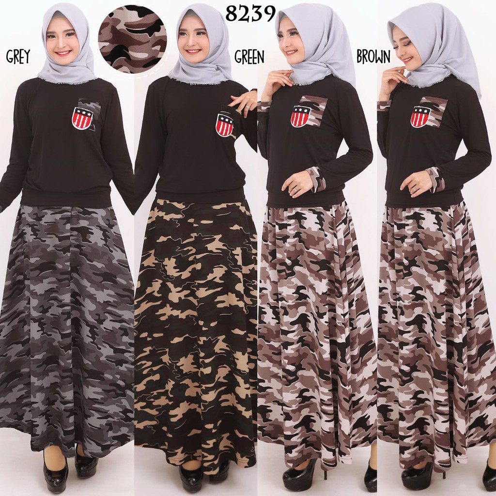 YSF -Baju Wanita Muslim Terbaru Baju Stelan Rok Jersey Stelan Jersey Army