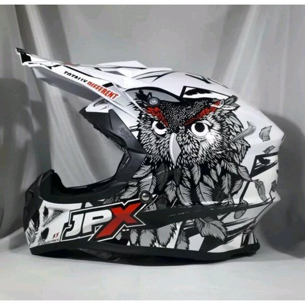 HELM JPX CROSS MOTIF BURUNG PUTIH