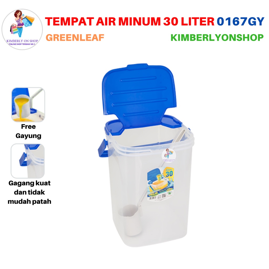 Dispenser air Tempat Es Buah 30L dengan gayung Abella plus 0167 GY Green Leaf