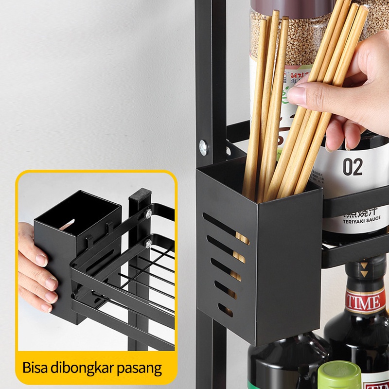 Rak Bumbu Dapur Penyimpanan Bumbu Penyelenggara Rak Susun Stainless Steel 2/3 Tier Rak Botol Rempa